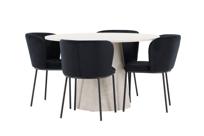 Lanzo Matbord 120 cm Rund med 4 Edina Matstol - Möbler - Matplats - Matgrupp & matbord med stolar