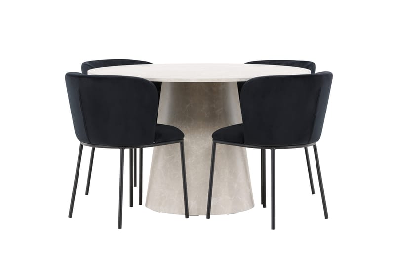 Lanzo Matbord 120 cm Rund med 4 Edina Matstol - Möbler - Matplats - Matgrupp & matbord med stolar
