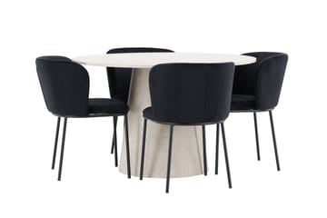 Lanzo Matbord 120 cm Rund med 4 Edina Matstol - Möbler - Matplats - Matgrupp & matbord med stolar