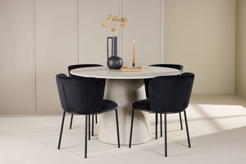 Lanzo Matbord 120 cm Rund med 4 Edina Matstol - Möbler - Matplats - Matgrupp & matbord med stolar