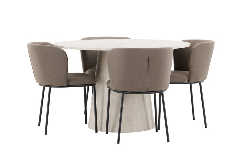 Lanzo Matbord 120 cm Rund med 4 Edina Matstol - Möbler - Matplats - Matgrupp & matbord med stolar