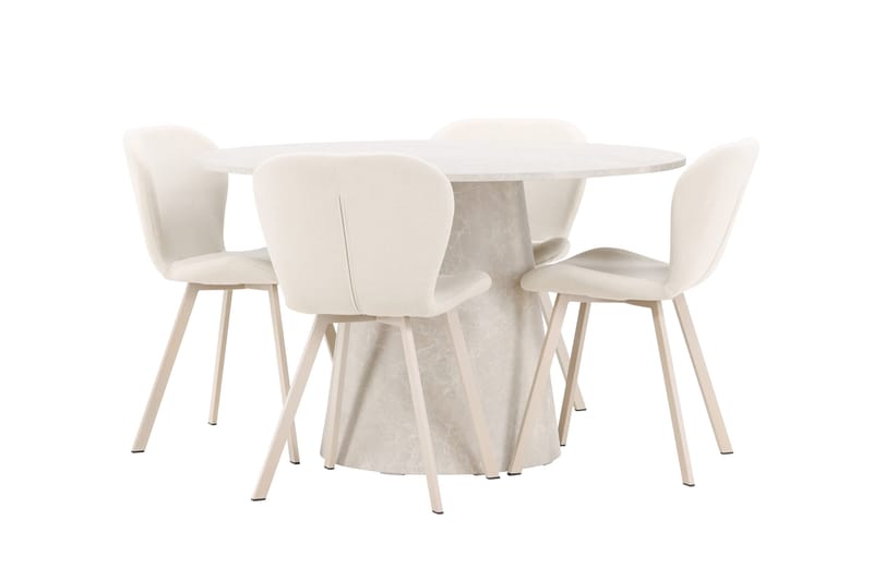 Lanzo Matbord 120 cm Rund med 4 Lilja Matstol - Möbler - Matplats - Matgrupp & matbord med stolar