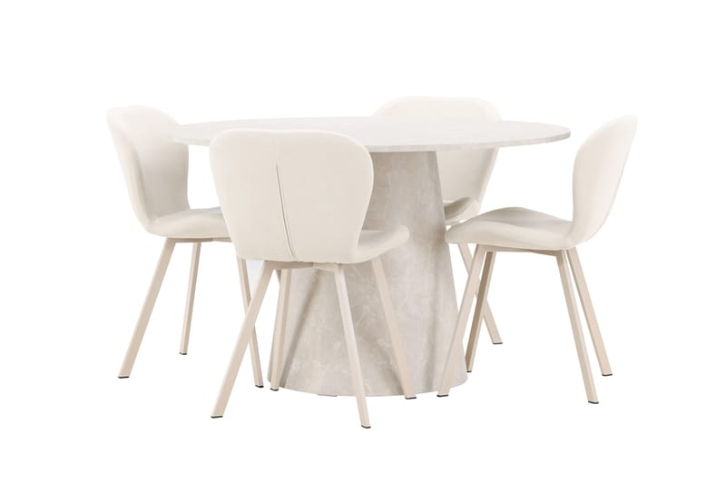 Lanzo Matbord 120 cm Rund med 4 Lilja Matstol - Möbler - Matplats - Matgrupp & matbord med stolar