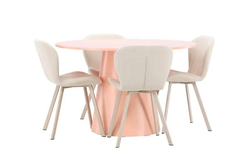 Lanzo Matbord 120 cm Rund med 4 Lilja Matstol - Möbler - Matplats - Matgrupp & matbord med stolar