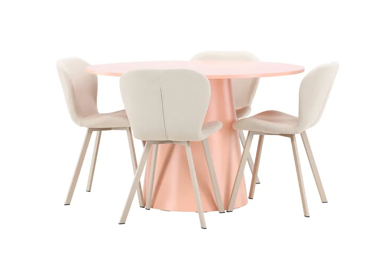 Lanzo Matbord 120 cm Rund med 4 Lilja Matstol - Möbler - Matplats - Matgrupp & matbord med stolar