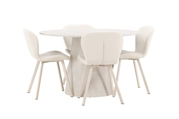 Lanzo Matbord 120 cm Rund med 4 Lilja Matstol - Möbler - Matplats - Matgrupp & matbord med stolar
