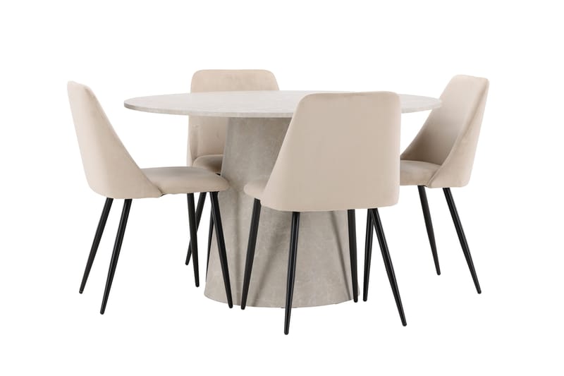 Lanzo Matbord 120 cm Rund med 4 Night Matstol - Möbler - Matplats - Matgrupp & matbord med stolar
