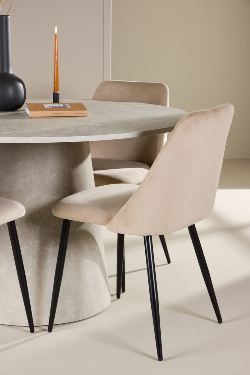 Lanzo Matbord 120 cm Rund med 4 Night Matstol - Möbler - Matplats - Matgrupp & matbord med stolar