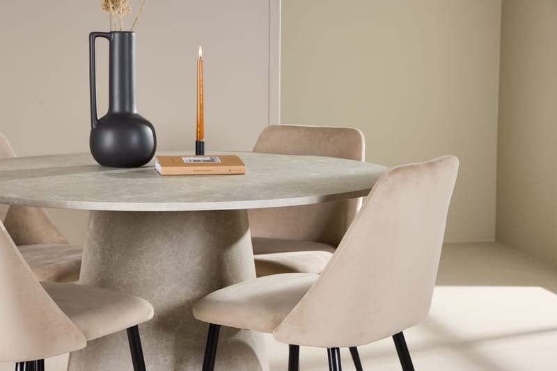 Lanzo Matbord 120 cm Rund med 4 Night Matstol - Möbler - Matplats - Matgrupp & matbord med stolar