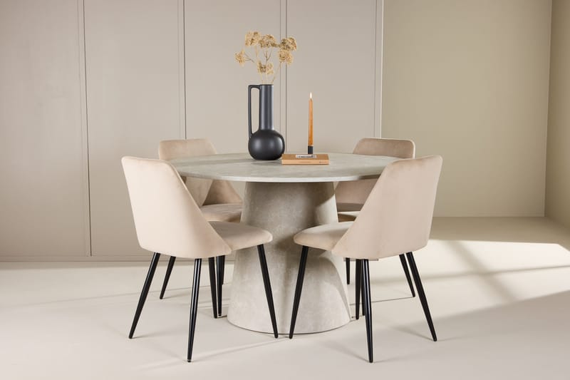 Lanzo Matbord 120 cm Rund med 4 Night Matstol - Möbler - Matplats - Matgrupp & matbord med stolar