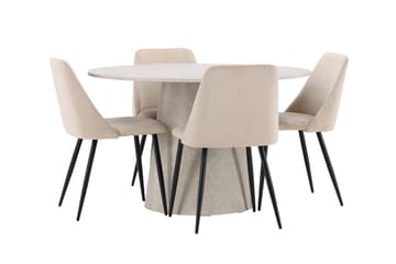 Lanzo Matbord 120 cm Rund med 4 Night Matstol - Möbler - Matplats - Matgrupp & matbord med stolar