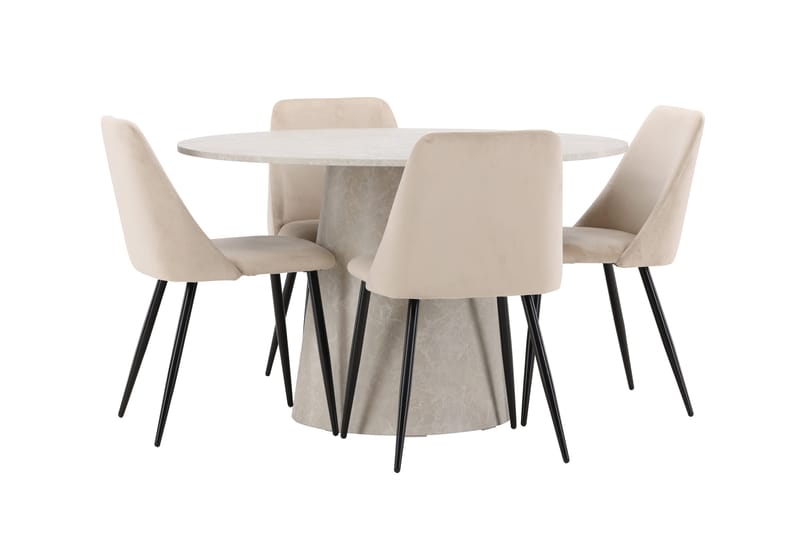 Lanzo Matbord 120 cm Rund med 4 Night Matstol - Möbler - Matplats - Matgrupp & matbord med stolar