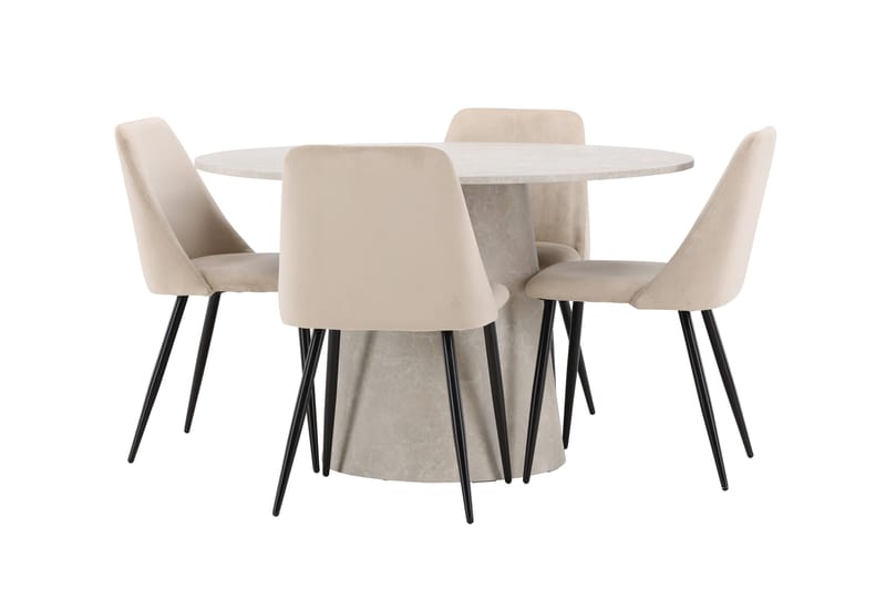 Lanzo Matbord 120 cm Rund med 4 Night Matstol - Möbler - Matplats - Matgrupp & matbord med stolar