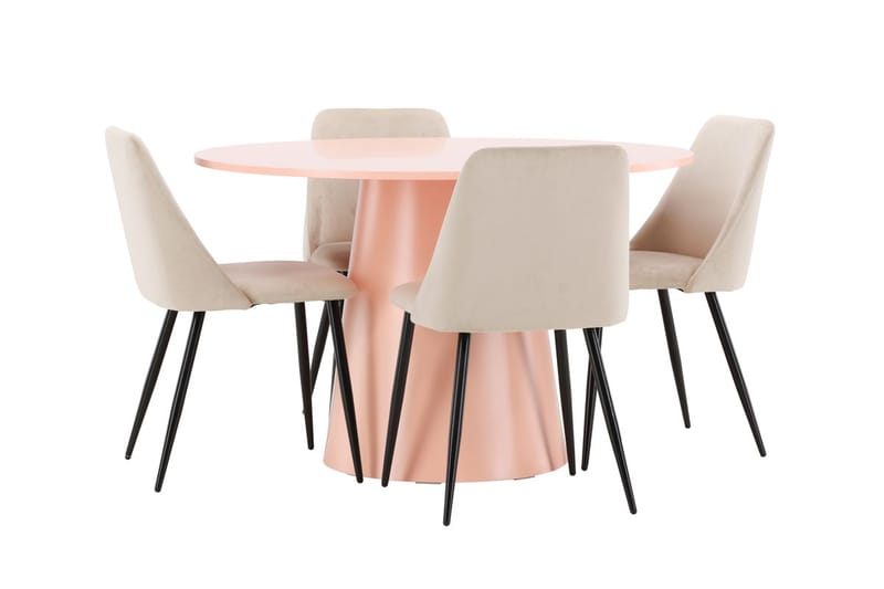 Lanzo Matbord 120 cm Rund med 4 Night Matstol - Möbler - Matplats - Matgrupp & matbord med stolar