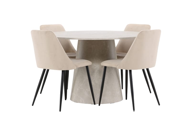 Lanzo Matbord 120 cm Rund med 4 Night Matstol - Möbler - Matplats - Matgrupp & matbord med stolar