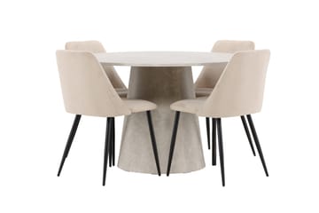 Lanzo Matbord 120 cm Rund med 4 Night Matstol - Möbler - Matplats - Matgrupp & matbord med stolar