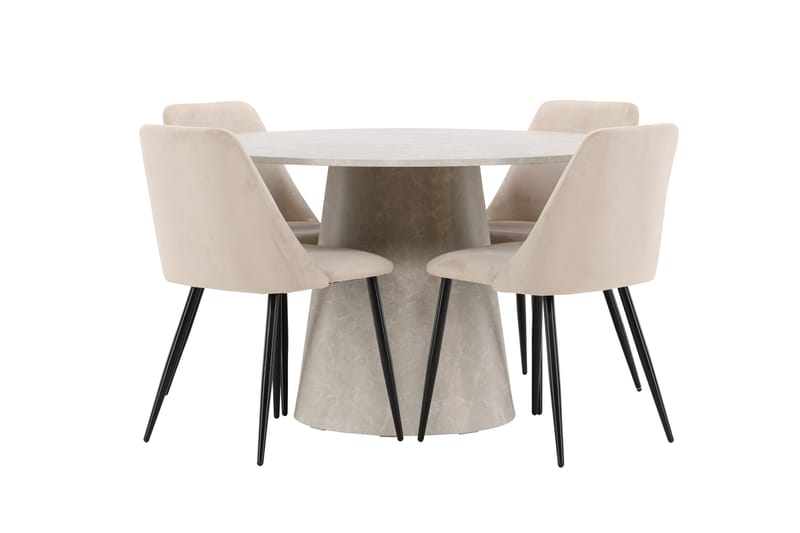 Lanzo Matbord 120 cm Rund med 4 Night Matstol - Möbler - Matplats - Matgrupp & matbord med stolar