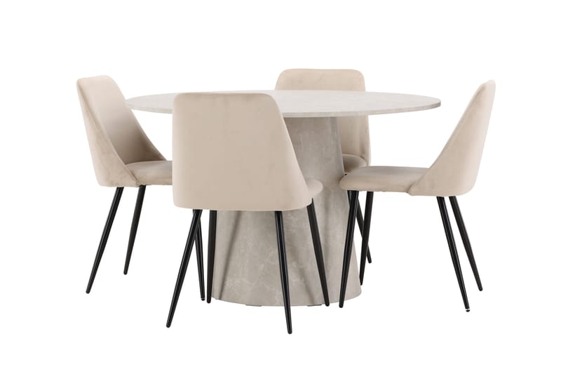Lanzo Matbord 120 cm Rund med 4 Night Matstol - Möbler - Matplats - Matgrupp & matbord med stolar