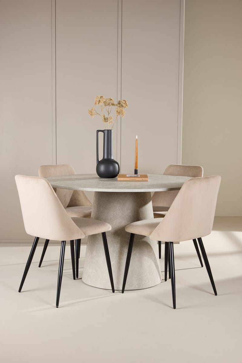 Lanzo Matbord 120 cm Rund med 4 Night Matstol - Möbler - Matplats - Matgrupp & matbord med stolar
