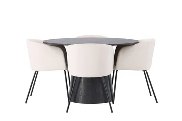 Lanzo Matgrupp 120 cm Rund med 4 Berit stolar - Beige - Möbler - Matplats - Matgrupp & matbord med stolar