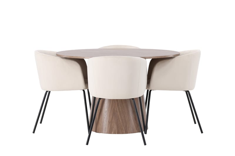 Lanzo Matgrupp 120 cm Rund med 4 Berit Stolar - Natur - Möbler - Matplats - Matgrupp & matbord med stolar