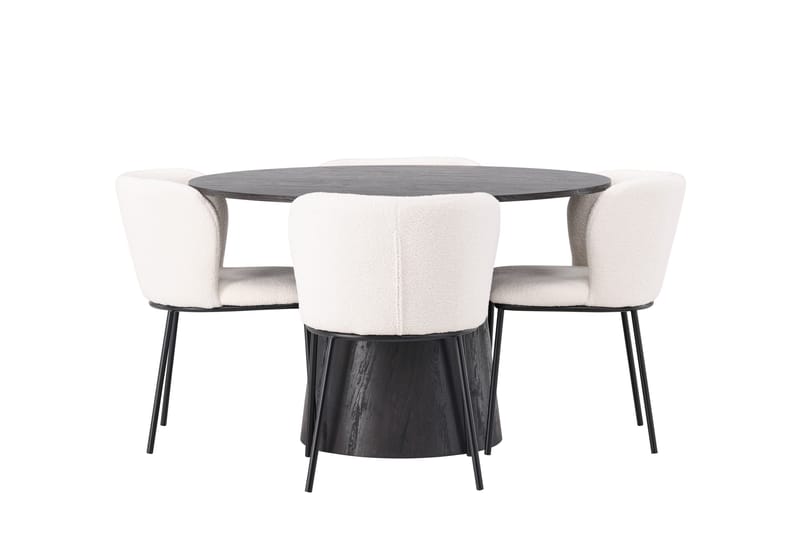 Lanzo Matgrupp 120 cm Rund med 4 Edina Stolar, Mocca