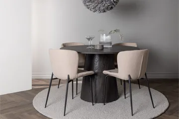 Lanzo Matgrupp 120 cm Rund med 4 Modesto stolar - Beige - Möbler - Matplats - Matgrupp & matbord med stolar