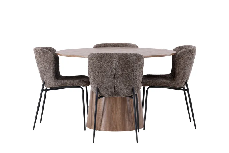 Lanzo Matgrupp 120 cm Rund med 4 Modesto Stolar, Natur