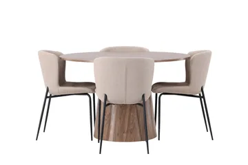 Lanzo Matgrupp 120 cm Rund med 4 Modesto Stolar - Natur - Möbler - Matplats - Matgrupp & matbord med stolar