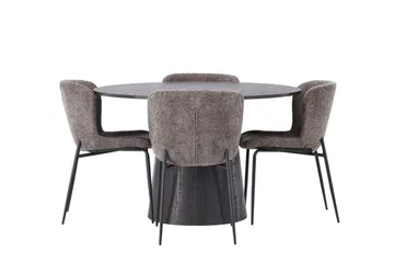 Lanzo Matgrupp 120 cm Rund med 4 Modesto stolar - Svart - Möbler - Matplats - Matgrupp & matbord med stolar