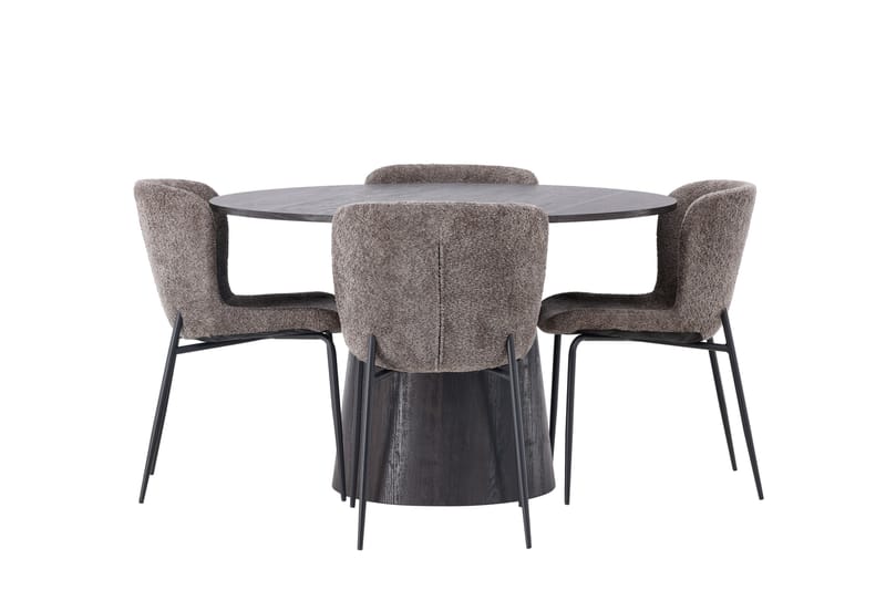 Lanzo Matgrupp 120 cm Rund med 4 Modesto stolar - Svart - Möbler - Matplats - Matgrupp & matbord med stolar