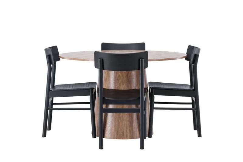 Lanzo Matgrupp 120 cm Rund med 4 Montros Stolar, Natur