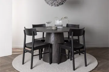 Lanzo Matgrupp 120 cm Rund med 4 Montros stolar - Svart - Möbler - Matplats - Matgrupp & matbord med stolar