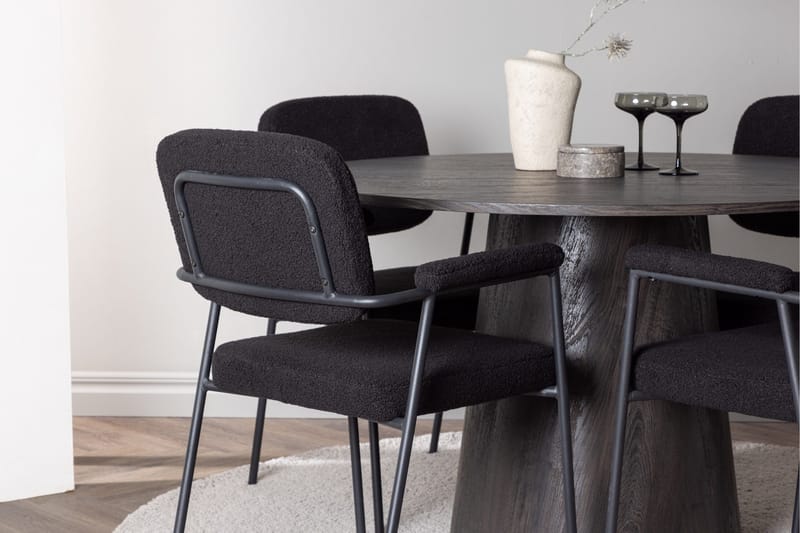 Lanzo Matgrupp 120 cm Rund med 4 Yesterday stolar - Svart - Möbler - Matplats - Matgrupp & matbord med stolar