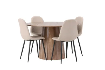 Lanzo Matgrupp 120 cm Rund med 4 Polar Stolar - Natur - Möbler - Matplats - Matgrupp & matbord med stolar