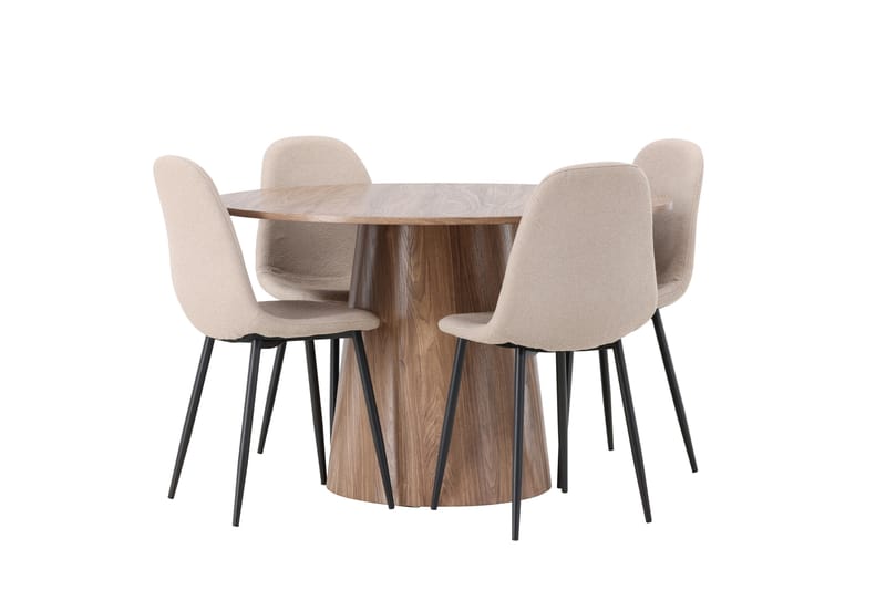 Lanzo Matgrupp 120 cm Rund med 4 Polar Stolar - Natur - Möbler - Matplats - Matgrupp & matbord med stolar