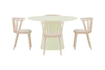 Lanzo Rund Matgrupp 120 cm med 4 Bobby Matstolar - matcha grön - Möbler - Matplats - Matgrupp & matbord med stolar