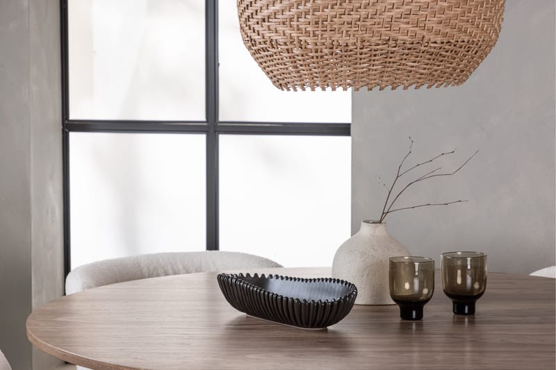 Lanzo Rund Matgrupp i Trä 120 cm med 4 Edina Stolar - Natur / Beige / Vit - Möbler - Matplats - Matgrupp & matbord med stolar