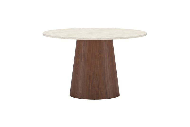 Lanzo Runt Matbord 120 cm i Trä med Valnöts- och Travertinutseende - Beige - Möbler - Matplats - Matbord & köksbord