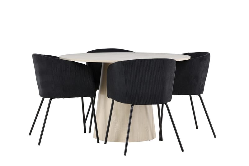 Lanzo Runt Matbord 120 cm med 4 Berit Karmstol - Möbler - Matplats - Matgrupp & matbord med stolar