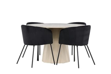 Lanzo Runt Matbord 120 cm med 4 Berit Karmstol - Möbler - Matplats - Matgrupp & matbord med stolar