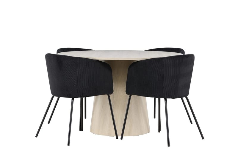 Lanzo Runt Matbord 120 cm med 4 Berit Karmstol - Möbler - Matplats - Matgrupp & matbord med stolar