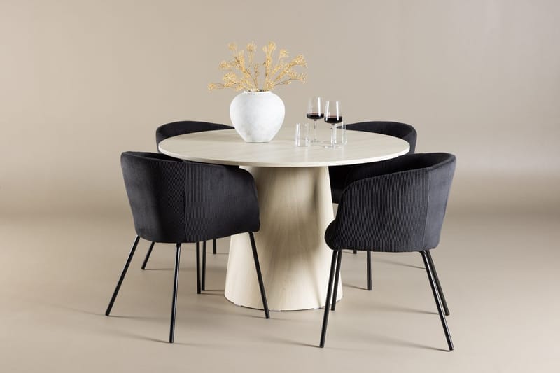 Lanzo Runt Matbord 120 cm med 4 Berit Karmstol