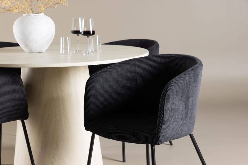 Lanzo Runt Matbord 120 cm med 4 Berit Karmstol - Möbler - Matplats - Matgrupp & matbord med stolar