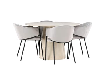 Lanzo Runt Matbord 120 cm med 4 Evelina Karmstol - Möbler - Matplats - Matgrupp & matbord med stolar