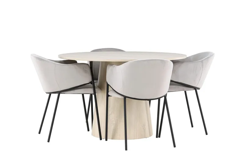 Lanzo Runt Matbord 120 cm med 4 Evelina Karmstol - Möbler - Matplats - Matgrupp & matbord med stolar