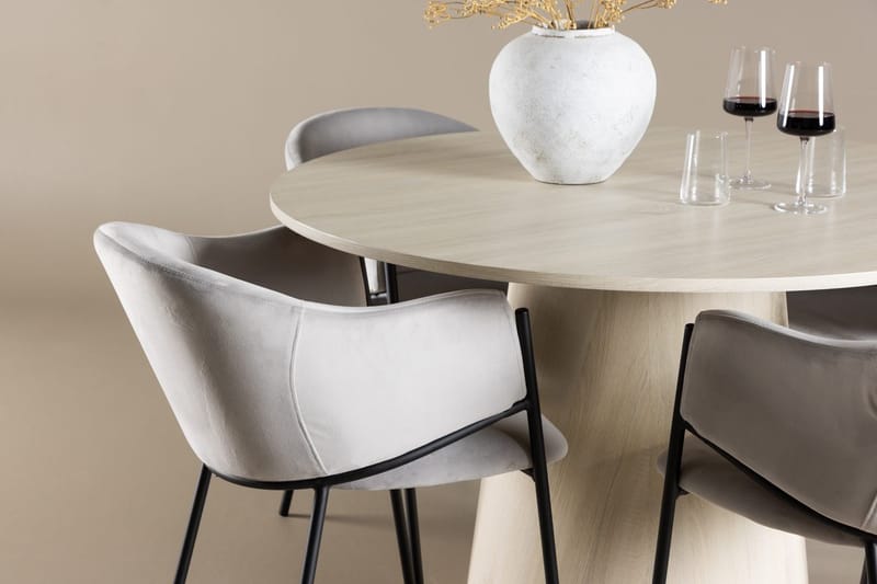 Lanzo Runt Matbord 120 cm med 4 Evelina Karmstol - Möbler - Matplats - Matgrupp & matbord med stolar