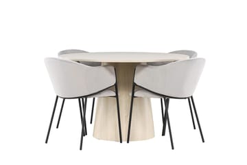 Lanzo Runt Matbord 120 cm med 4 Evelina Karmstol - Möbler - Matplats - Matgrupp & matbord med stolar