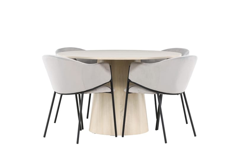 Lanzo Runt Matbord 120 cm med 4 Evelina Karmstol - Möbler - Matplats - Matgrupp & matbord med stolar