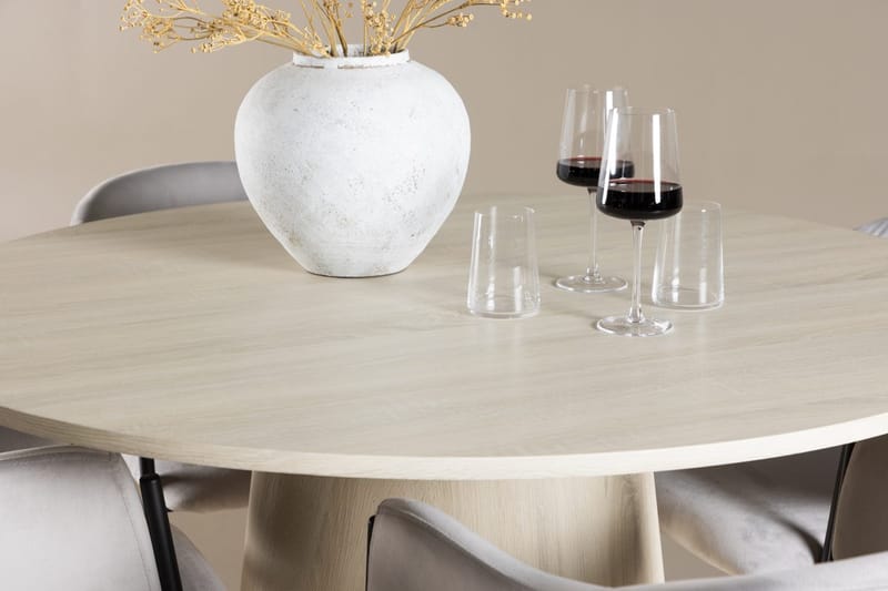 Lanzo Runt Matbord 120 cm med 4 Evelina Karmstol - Möbler - Matplats - Matgrupp & matbord med stolar